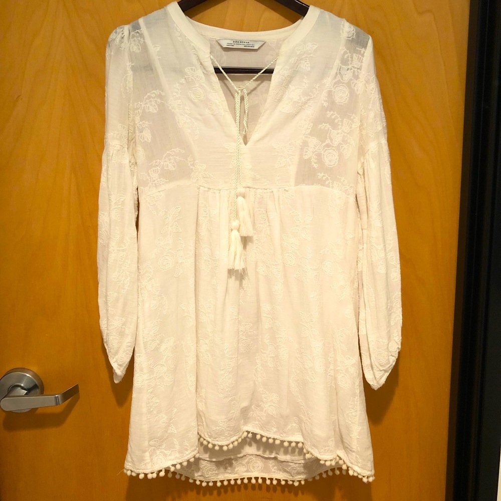White embroidered Zara dress